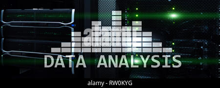 Big Data analysis text on server room background. Internet and modern technology concept Stock Photo