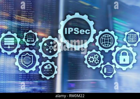 IP Security. Data Protection Protocols. IPSec. Internet and Protection Network concept. Stock Photo