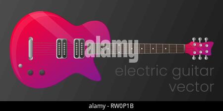 Realistic gradient electric guitar isolated on dark background. Vector illustration. The most detailed. Scalable and editable colour. EPS10 Stock Vector