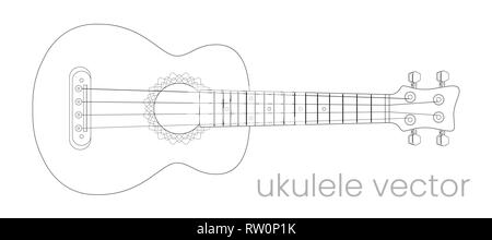 Ukulele guitar illustration. Music instrument. Vector line sketch. EPS8 Stock Vector