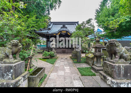 Setagaya, Tokyo, Japan - August 19, 2017: Moriiwao Temple. Awashimado hall devoted to Awashima-sama shinto deity who protects women from illness Stock Photo