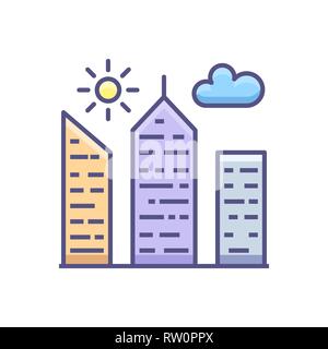 City Building Filled Related Vector Icon Stock Vector