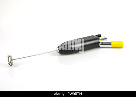 Milk Frother with AA batteries isolate on white background. Stock Photo