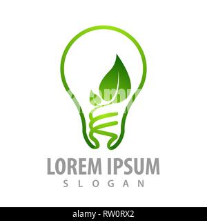 Bulb leaf logo concept design. Symbol graphic template element Stock Vector