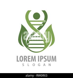 DNA human leaf logo concept design. Symbol graphic template element Stock Vector