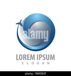 Swirl airplane logo concept design. Symbol graphic template element Stock Vector
