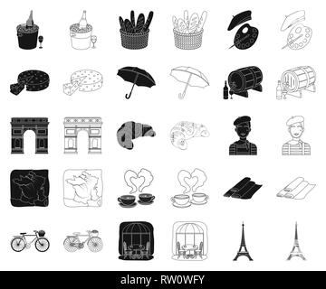 arch,attributes,baguette,barrel,basket,beret,bicycle,black,outline,bottle,bucket,cafe,champagne,cheese,cloth,collection,country,croissant,culture,custom,design,eiffel,features,france,hard,heel,icon,illustration,isolated,landmark,mime,near,painting,palette,perfume,roll,served,set,shoes,sign,stiletto,symbol,table,territory,tower,travel,triumphal,umbrella,vector,wine,wooden Vector Vectors , Stock Vector