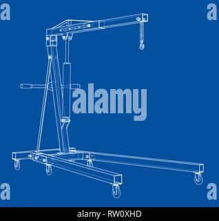 Engine hoist outline. Vector rendering of 3d Stock Vector