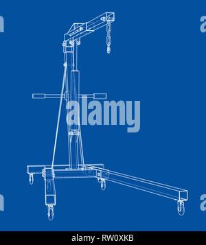 Engine hoist outline. Vector rendering of 3d Stock Vector