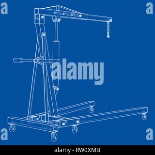 Engine hoist outline. Vector rendering of 3d Stock Vector