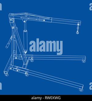 Engine hoist outline. Vector rendering of 3d Stock Vector