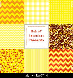 Set of abstract seamless backgrounds with Yellow pattern,vector illustration Stock Vector