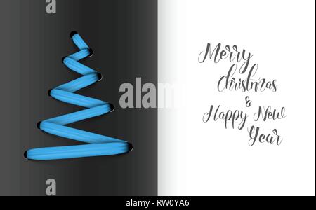 Blue christmas card with tree shoelace Stock Vector Image &amp; Art - Alamy