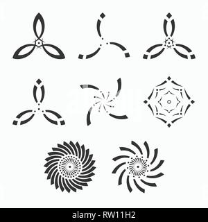 Set of abstract symmetric geometric shapes, symbols for your design. Isolated vector monochrome shapes. Stock Vector