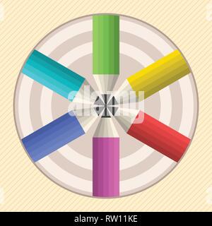Set of colored pencils. Flat colors only, no gradients. Vector illustration. Stock Vector