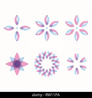 Set of 6 symmetric geometric shapes. Abstract symbols. eps 10. Stock Vector