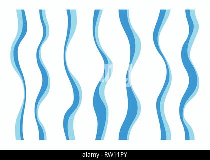 Set of different curved lines. Abstract vector elements. Blue and turquoise colors. Stock Vector
