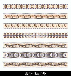 Set of borders, brushes, frames for scrapbook, decorations, templates and other designs. Vector color illustration. Stock Vector