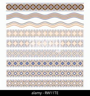 Set of borders, brushes, frames for scrapbook, decorations, templates and other designs. Vector color illustration. Stock Vector