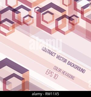 Abstract vector background template. Color overlapping hexagons shapes. Eps 10 file. Stock Vector