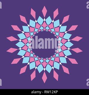 Abstract colorful vector circle frame. Halftone dot. Round logo. Technology circle emblem. Design element. Star, snowflake, round pattern. Stock Vector
