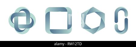 Set of gradient logos templates. Vector color illustration. Symbols for your design, isolated on white background. Three-dimensional quality vector. Stock Vector