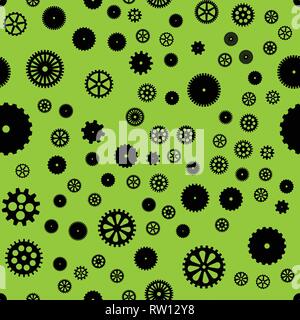 abstract vector black flat gears seamless pattern Stock Vector