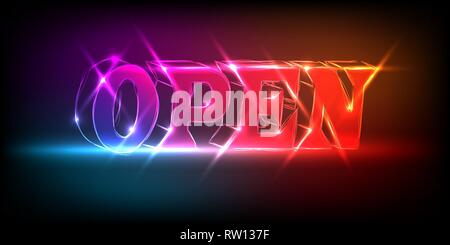Neon open sign Stock Vector