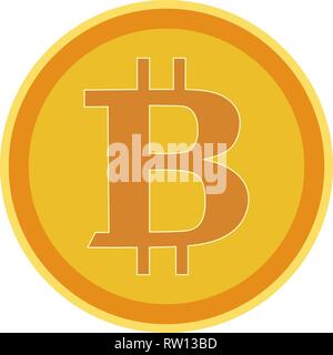 A flat drawing of bitcoin. Gold Bitcoin. Digital Finance. Isolated, white. Vector Stock Vector