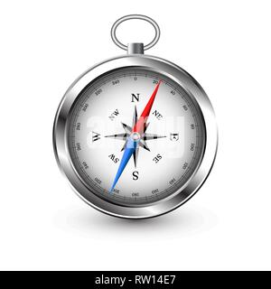 Glossy Compass with windrose. Vector Illustration. Stock Vector