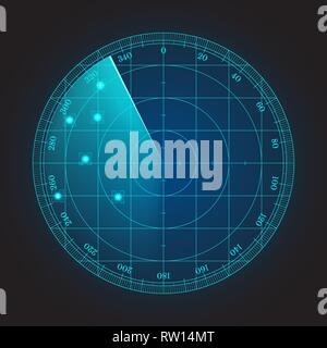 Blue radar screen. Vector illustration for your design Stock Vector