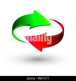Green and red 3d arrows, vector. Stock Vector