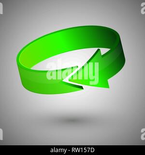 Circle green 3d arrow, vector. Stock Vector