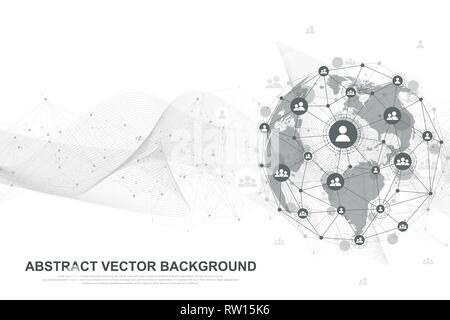 Futuristic abstract vector background blockchain technology. Peer to peer network business concept. Global cryptocurrency blockchain vector banner Stock Vector