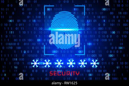 Finger-print Scanning Identification System. Biometric Authorization and Business Security Concept. Vector illustration. Stock Vector