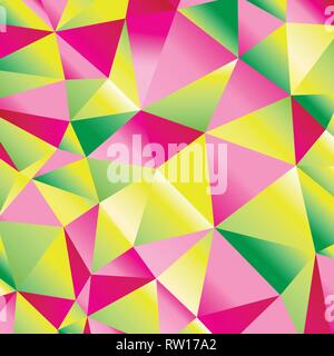 Seamless beautiful abstract geometric pattern of bright triangles and polygons Stock Vector