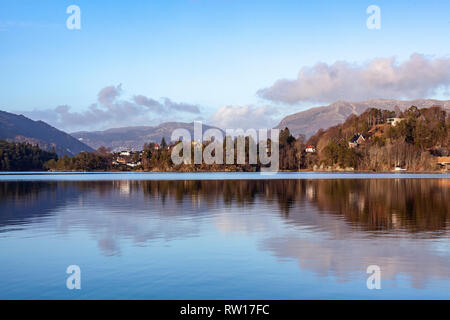 View across Nordaasvannet Lake towards Troldhaugen and Edvard Grieg's ...