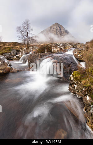 Waterfall on the Road to Loch Etive, Scotland Stock Photo