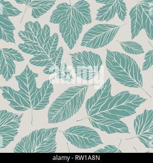 Seamless background. Decorative leaves pattern. Vintage vector illustration Stock Vector