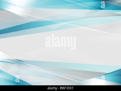 Blue and grey glossy stripes abstract vector background Stock Vector