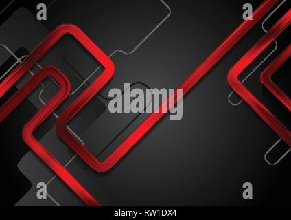 Red metal glossy stripes on black background. Vector design Stock Vector