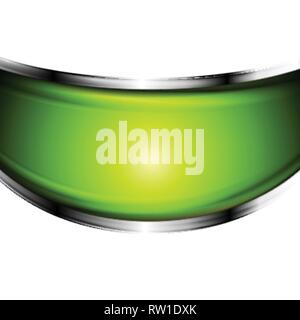 Bright green abstract background with metallic waves. Vector design Stock Vector