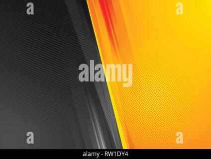 Orange and black abstract tech grunge background. Vector design Stock Vector