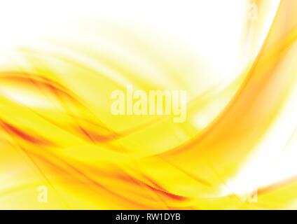 Bright yellow abstract glowing waves background. Vector design Stock Vector