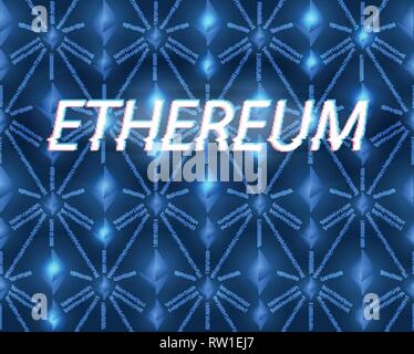 Ethereum cryptocurrency coin crystal art icon logo for apps and websites. Seamless background Stock Vector
