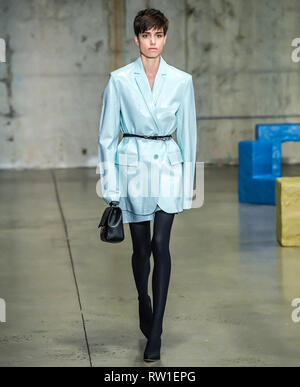 New York, New York - February 10, 2019: A model walks the runway at Tibi Fall Winter 2019 Fashion Show Stock Photo