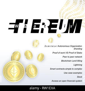 Homepage. Design template for Landing Page. Cryptocurrency and Blockchain concept. What is Ethereum Digital money market, finance and trading. Stock Photo