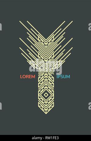 Sword. Line art design for invitation, poster, badge, monogram. Elegant luxury design template. Vector illustration. Stock Vector