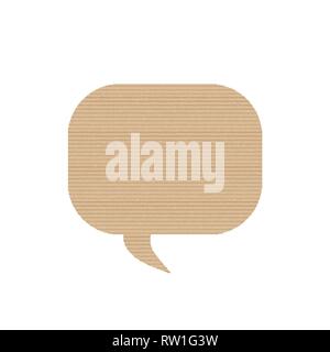Bubble speech is in the shape of square. ardboard texture. Vector illustration. Messenger Stock Vector