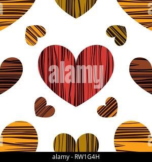 Multicolor hearts. Vector illustration. Seamless pattern background. Tracery for fabric. Stock Vector